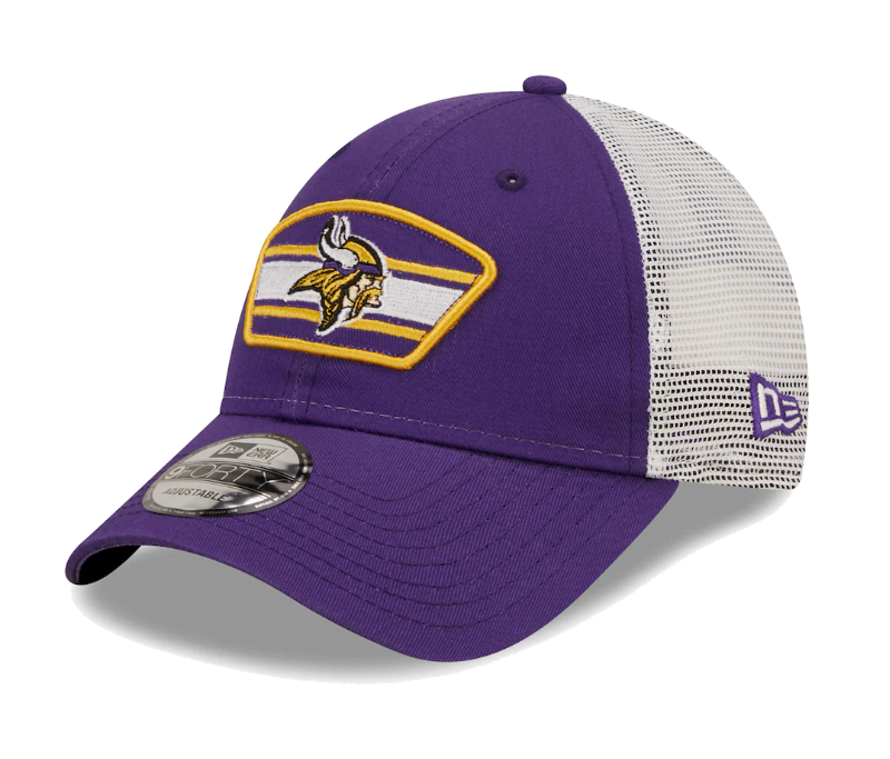 Minnesota Vikings New Era Logo Patch Trucker Mesh 9Forty Snap Back Hat - Purple