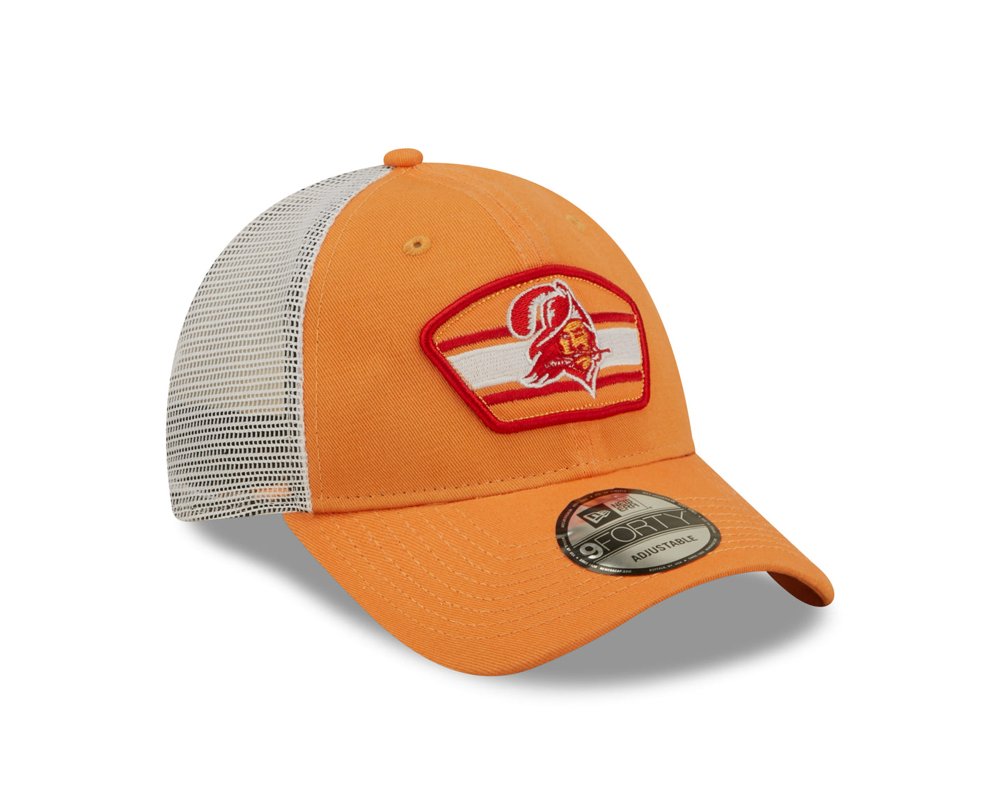 Tampa Bay Buccaneers New Era Logo Patch Trucker Mesh 9Forty Snap Back Hat - Orange