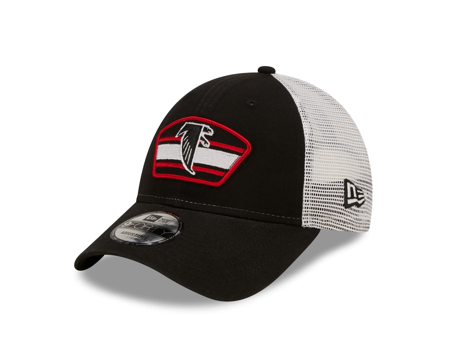Atlanta Falcons New Era Logo Patch Trucker Mesh 9Forty Snap Back Hat - Black