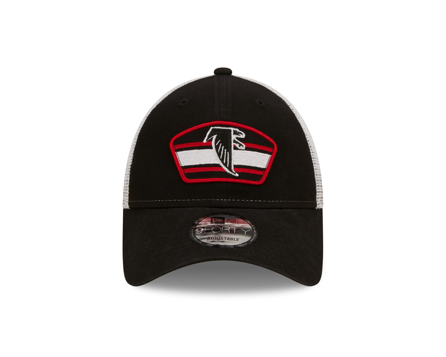 Atlanta Falcons New Era Logo Patch Trucker Mesh 9Forty Snap Back Hat - Black