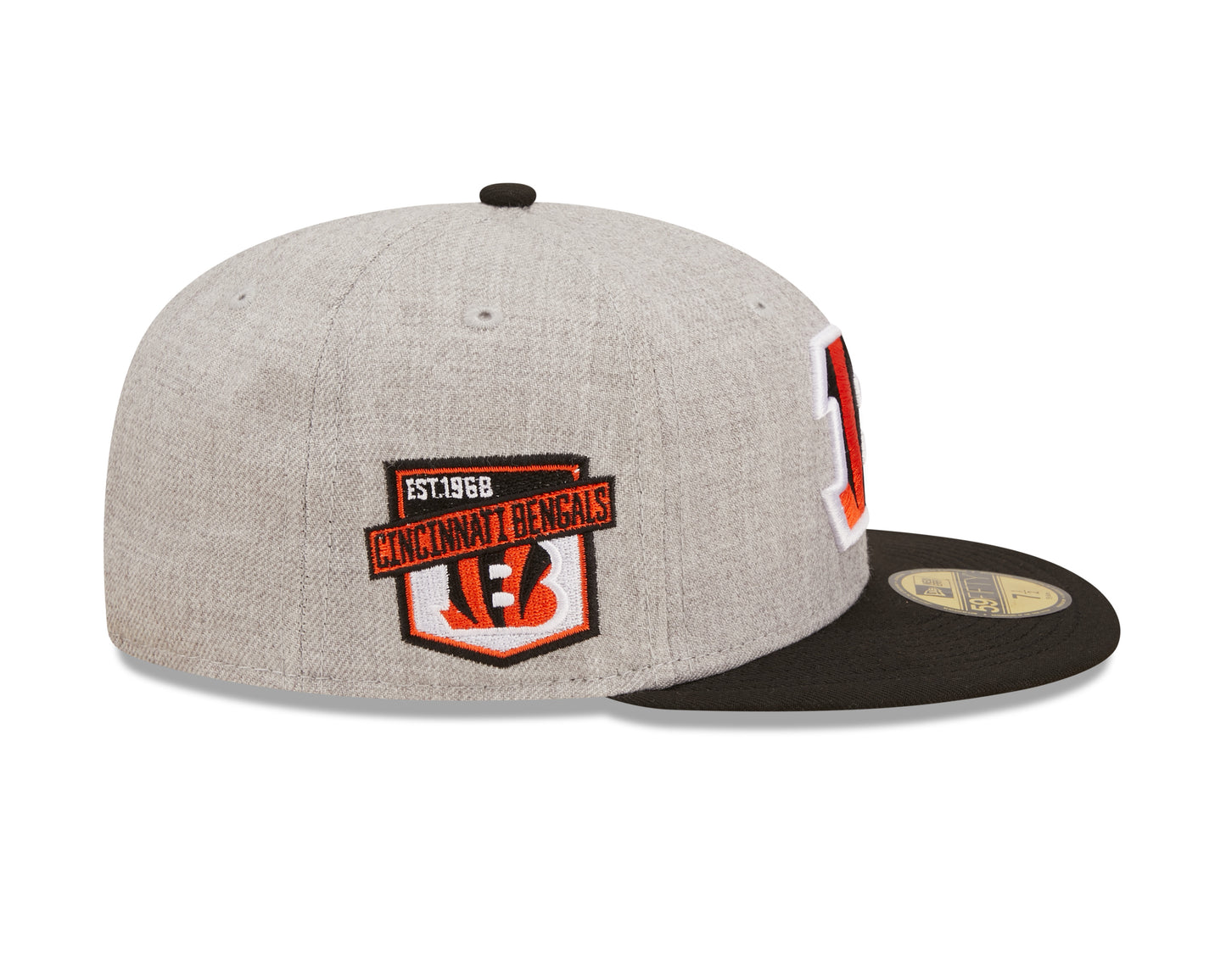 Cincinnati Bengals New Era Establish Year Heather Side Patch 59FIFTY Fitted Hat