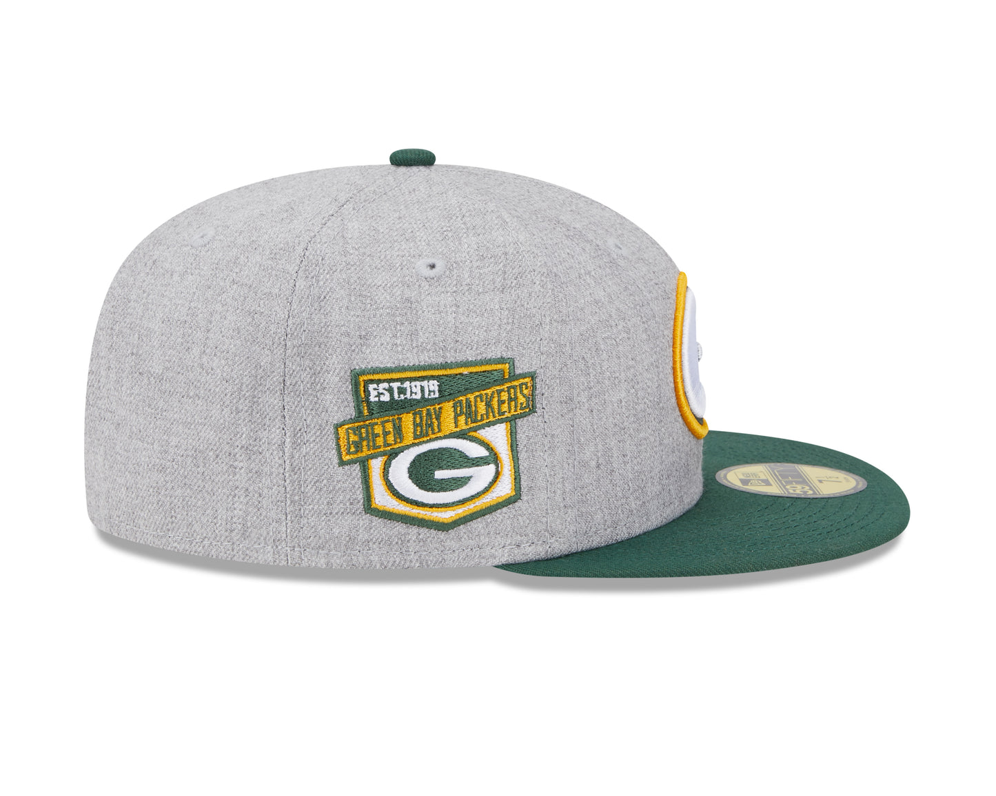 Green Bay Packers New Era Establish Year Heather Side Patch 59FIFTY Fitted Hat
