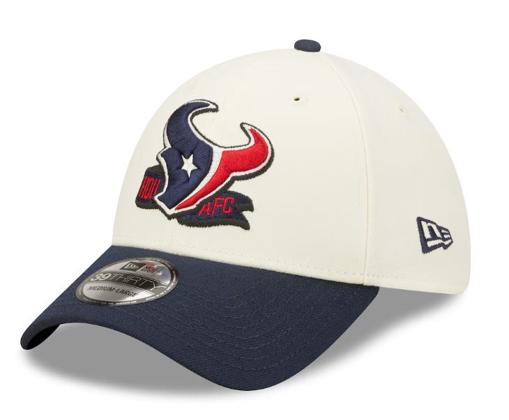 Houston Texans New Era Sideline Banner Cream 39Thirty Flex Fit Hat