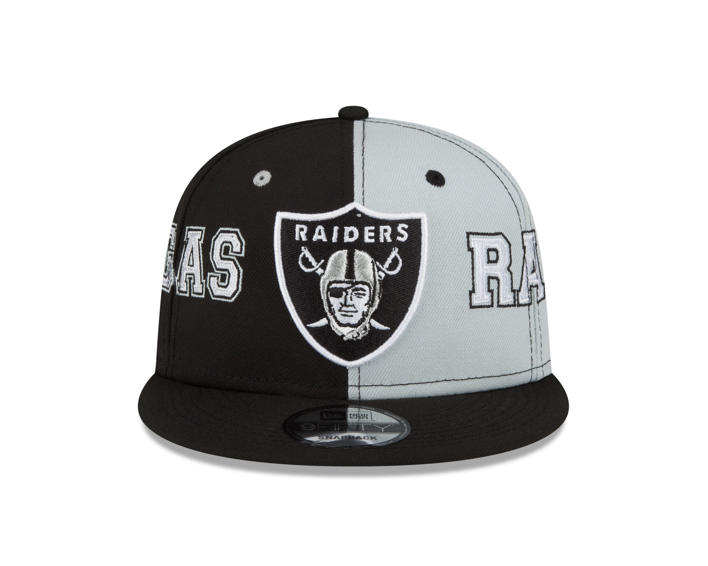 Las Vegas Raiders New Era Team Split 9FIFTY Snap Back Hat - Black/Gray