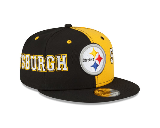 Pittsburgh Steelers New Era Team Split 9FIFTY Snap Back Hat - Yellow/Black