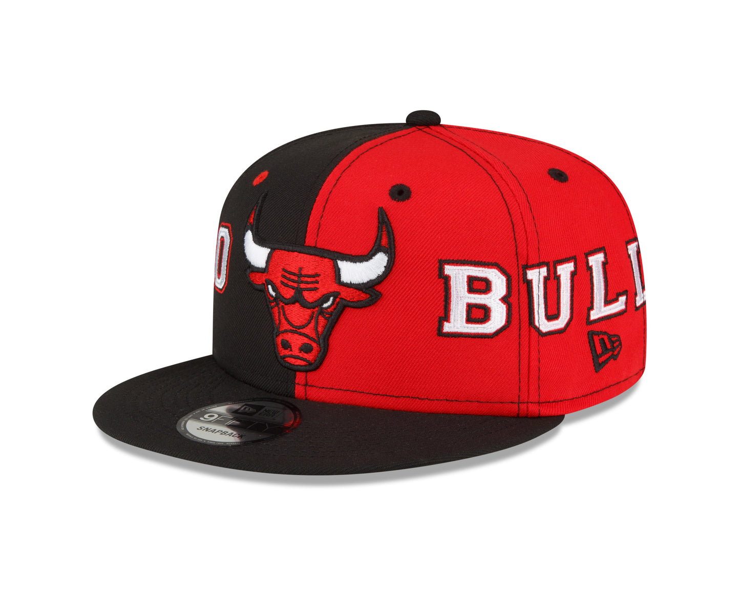 Chicago Bulls New Era Team Split 9FIFTY Snap Back Hat - Black/Red