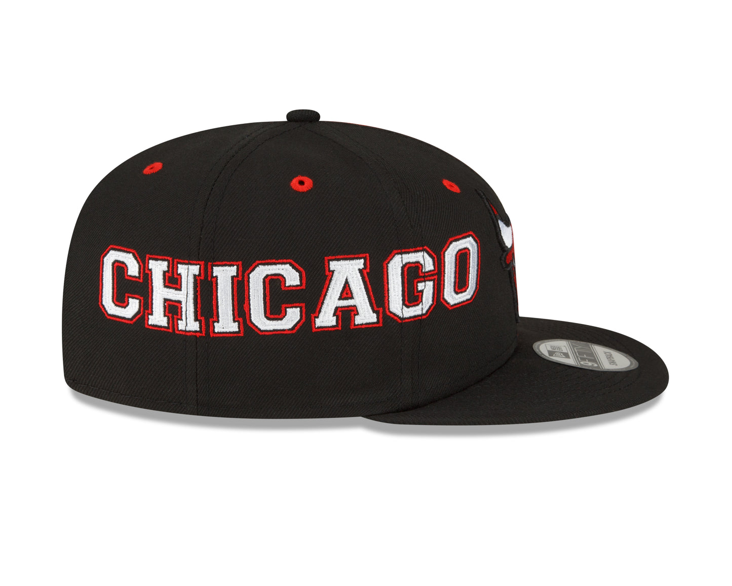 Chicago Bulls New Era Team Split 9FIFTY Snap Back Hat - Black/Red