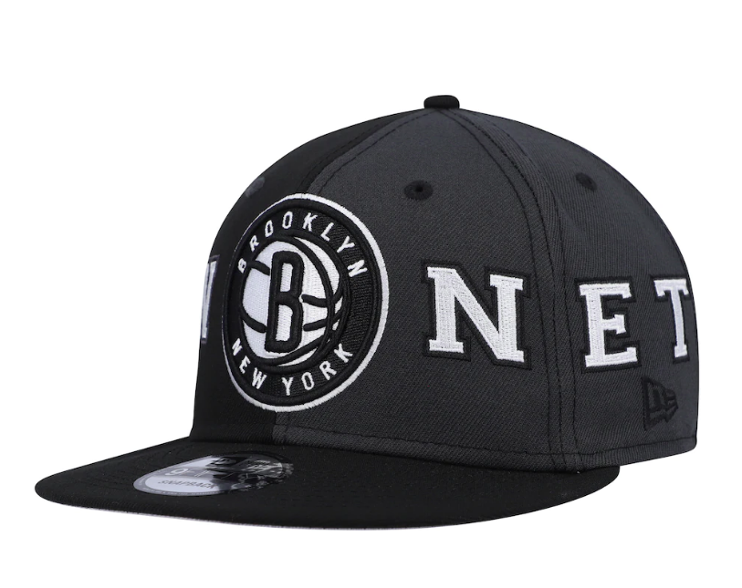 Brooklyn Nets New Era Team Split 9FIFTY Snap Back Hat - Black/Gray