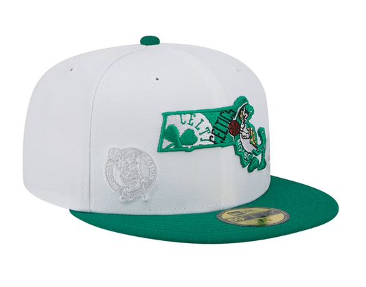 Boston Celtics NBA New Era State 59FIFTY Fitted Hat - White