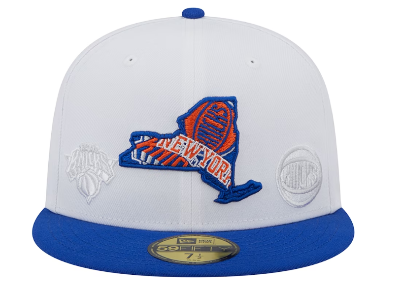 New York Knicks NBA New Era State 59FIFTY Fitted Hat - White