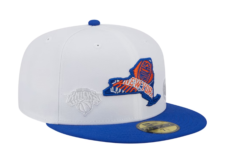 New York Knicks NBA New Era State 59FIFTY Fitted Hat - White
