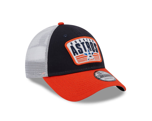 Houston Astros New Era Logo Patch Trucker 9FORTY Snapback Hat