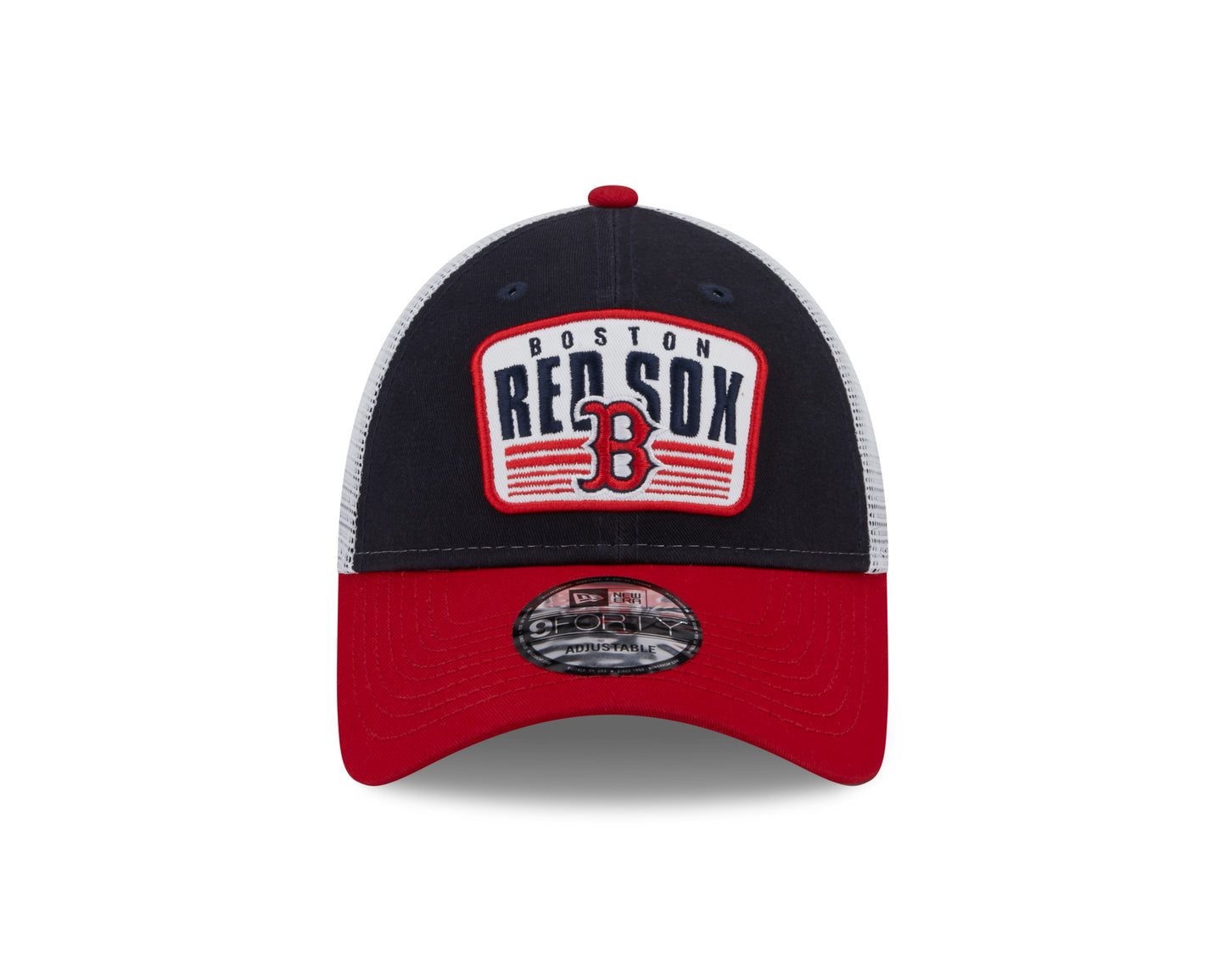 Boston Red Sox New Era Logo Patch Trucker 9FORTY Snapback Hat