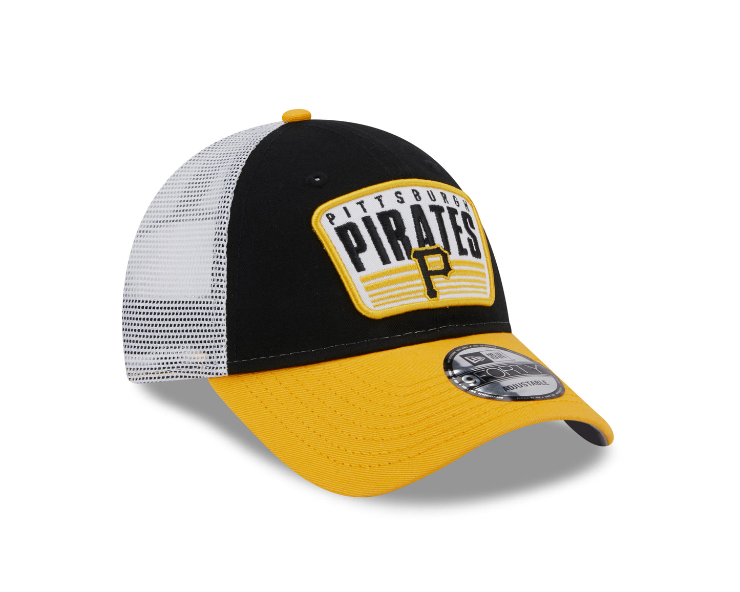 Pittsburgh Pirates New Era Logo Patch Trucker 9FORTY Snapback Hat