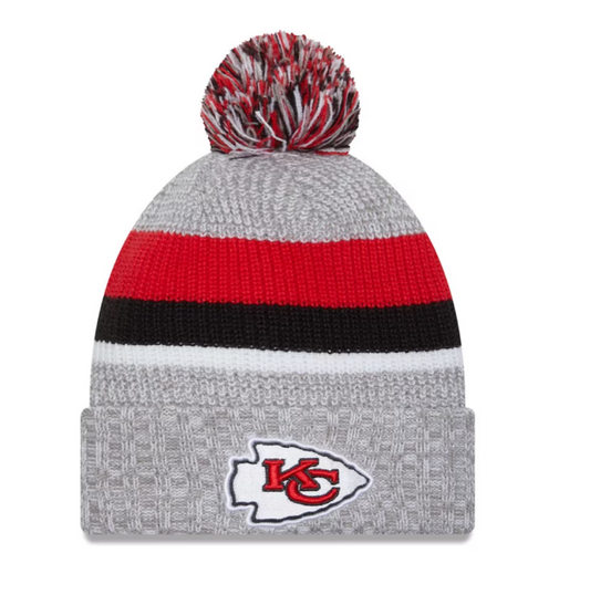 Kansas City Chiefs New Era Cuffed Knit Hat with Pom - Heather Gray