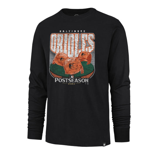 Baltimore Orioles '47 Brand 2024 Postseason Playoff's Franklin Black L/S T-Shirt