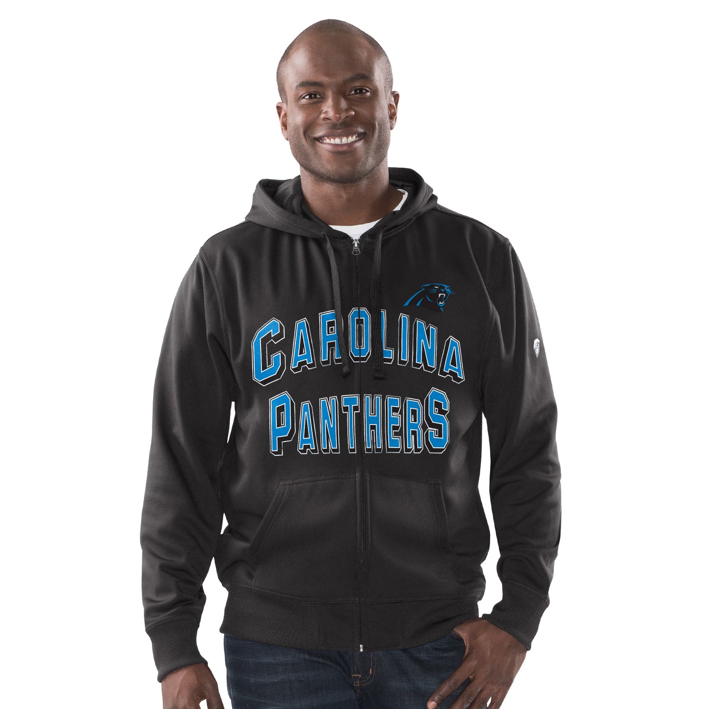 Carolina Panthers Team Arena Full Zip Hood Mens Sweat Tops - Black