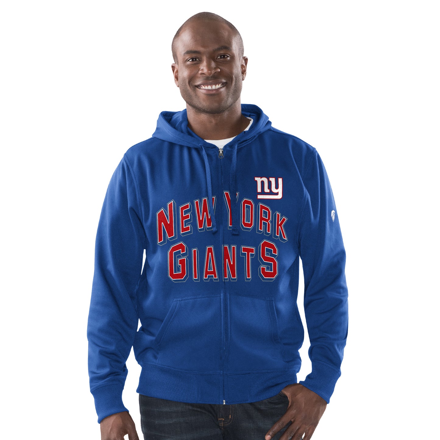 New York Giants Team Arena Full Zip Hood Mens Sweat Tops - Blue