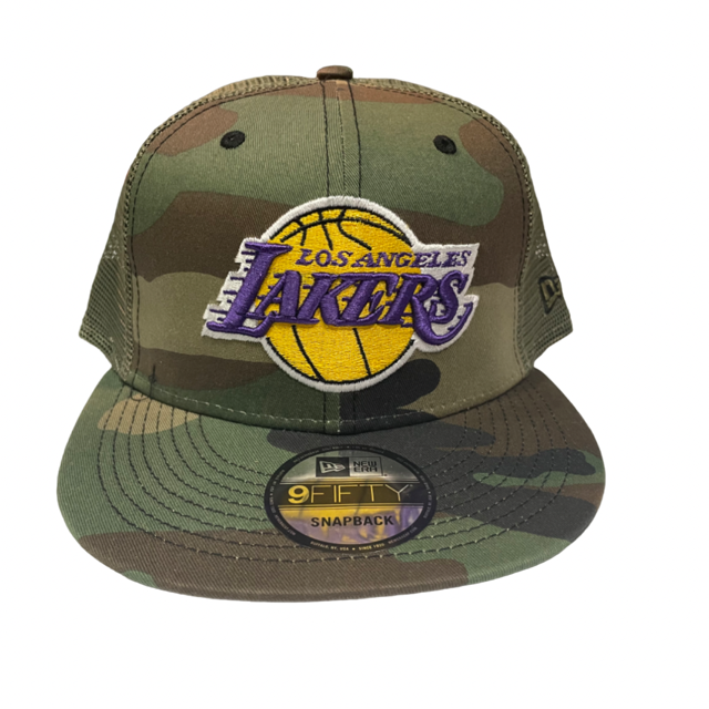 Los Angeles Lakers New Era Woodland Camo Trucker D3 9Fifty Hat