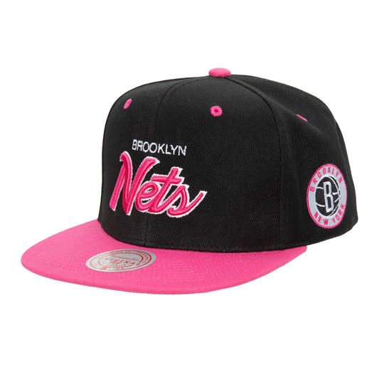 Brooklyn Nets Mitchell & Ness NBA Sweetheart Script Snapback Hat - Black