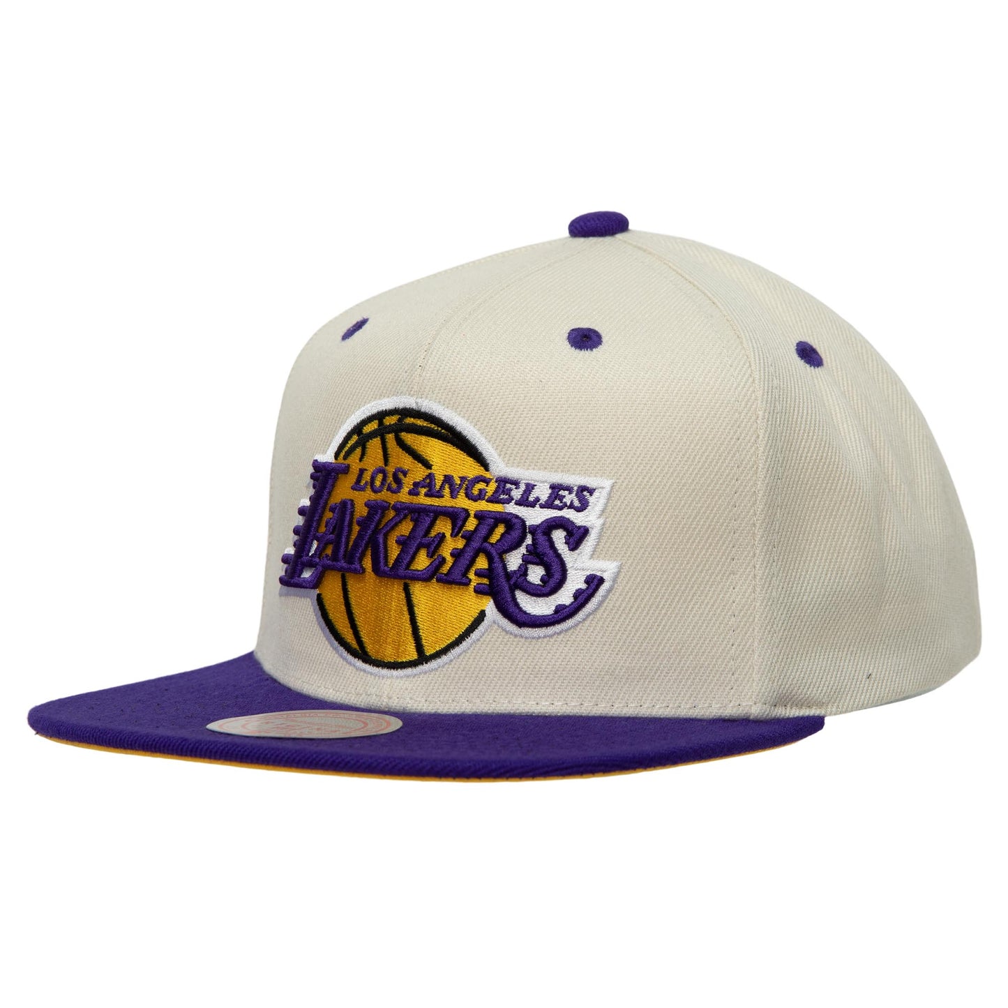 Los Angeles Lakers Mitchell & Ness Sail 2 Tone Snapback Hat - Cream