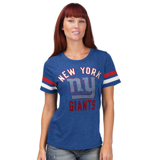 New York Giants Women's G-III for her Extra Point Bling Tee Shirt - Royal