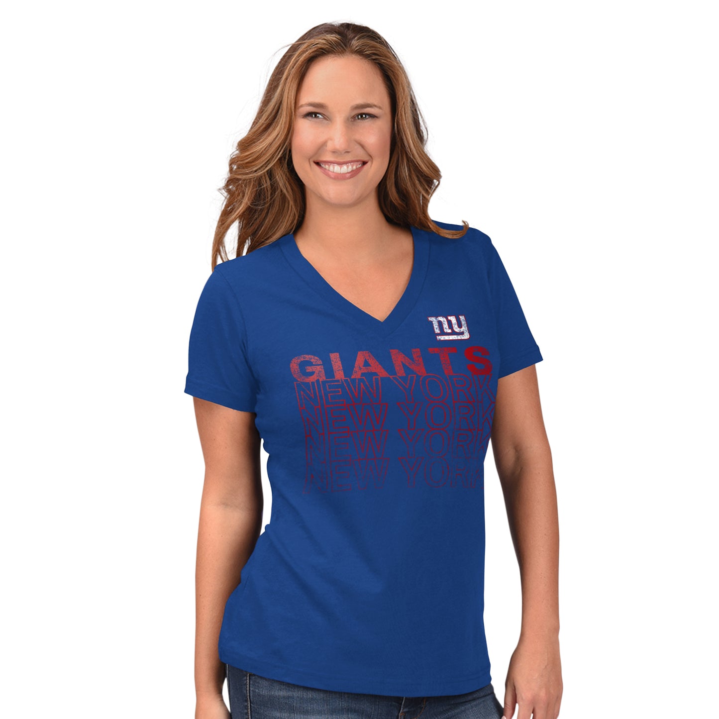 New York Giants NFL Women's Bootleg Fade T-shirt - GIII - Blue