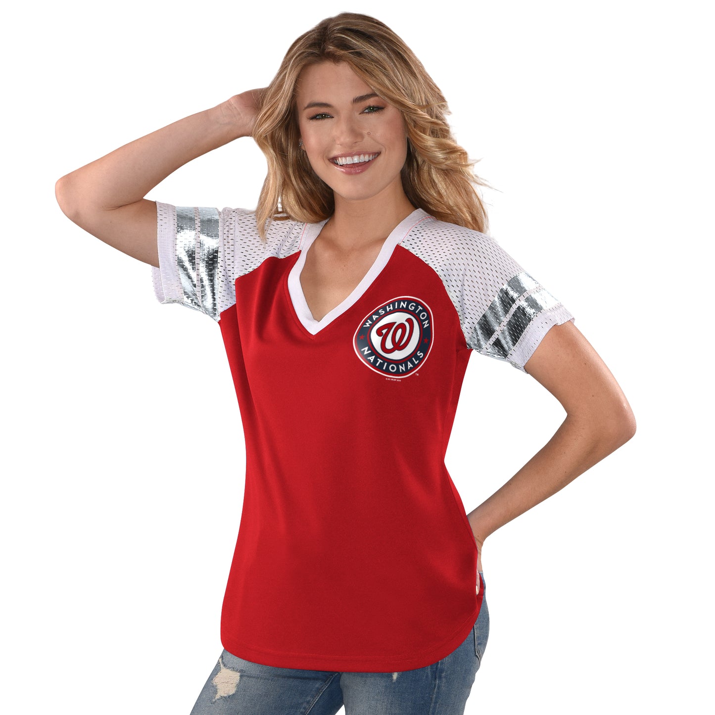 Washington Nationals G-III Women's All Star Mesh T-shirt Red