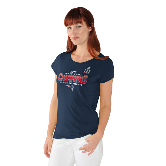 New England Patriots Women's Super Bowl LI Champions End Zone Cap Sleeve T-Shirt