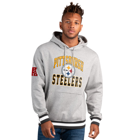 Pittsburgh Steelers Starter Snap Fleece Men's Hoodie - Heather Grey