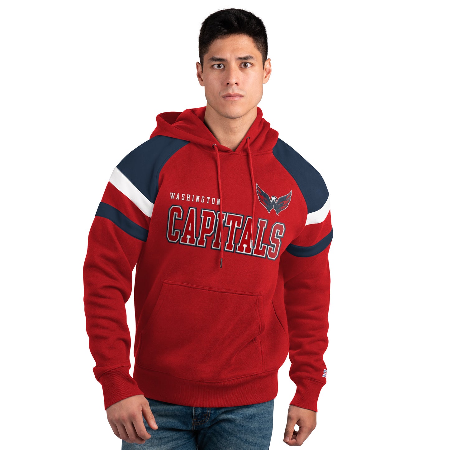 Washington Capitals Starter Draft Fleece Pullover Hooded Sweat Shirt- Red/Blue