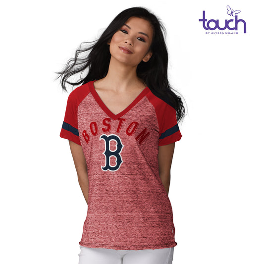 Boston Red Sox Touch by Alyssa Milano Women's Double Play V-Neck Tee Shirt