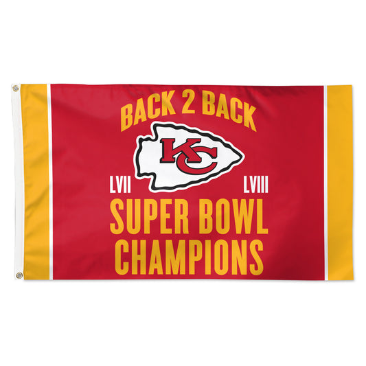 Kansas City Chiefs WinCraft Back-To-Back LvII & LVIII Super Bowl Champions 3' x 5' One-Sided Deluxe Flag