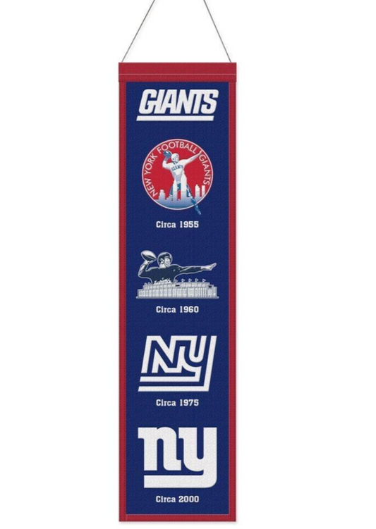 New York Giants Team Evolution Heritage 8 X 32 Wool Banner