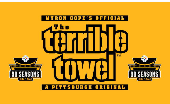 Pittsburgh Steelers Commerative Myron Cope' s Offical 90th Season Terrible Towel