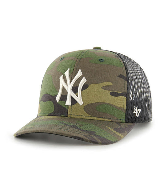 New York Yanees Brand '47 Woodland Camo Trucker Mesh Snapback Hat