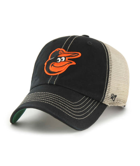 Baltimore Orioles '47 Black Trawler Trucker Mesh  Clean Up Hat