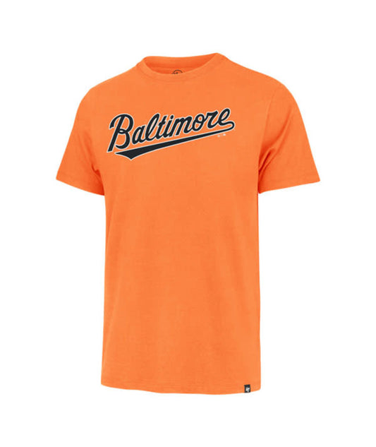 Baltimore Orioles '47 Brand City Wordmark Franklin T-Shirt- Orange