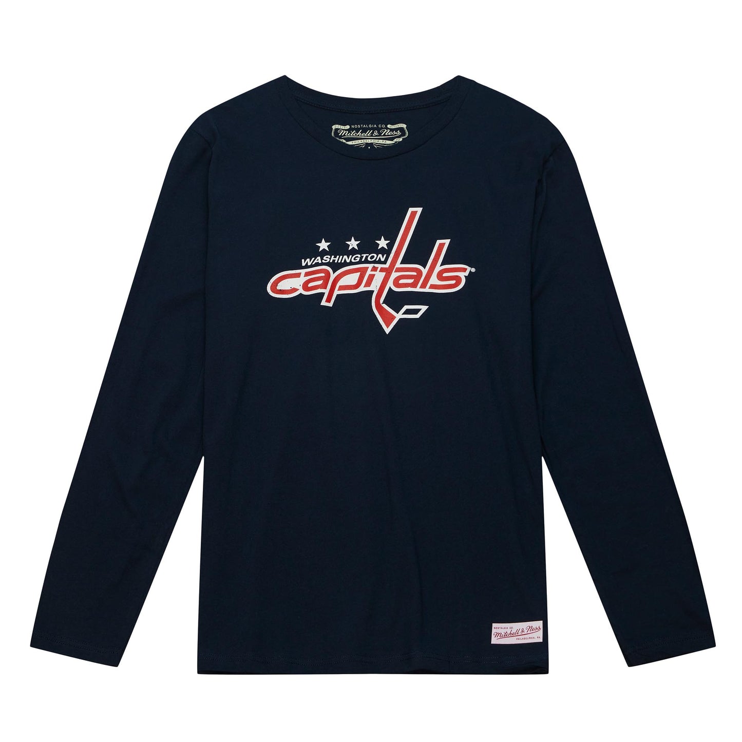 Washington Capitals Mitchell & Ness Distressed Long Sleeve Tee - Blue