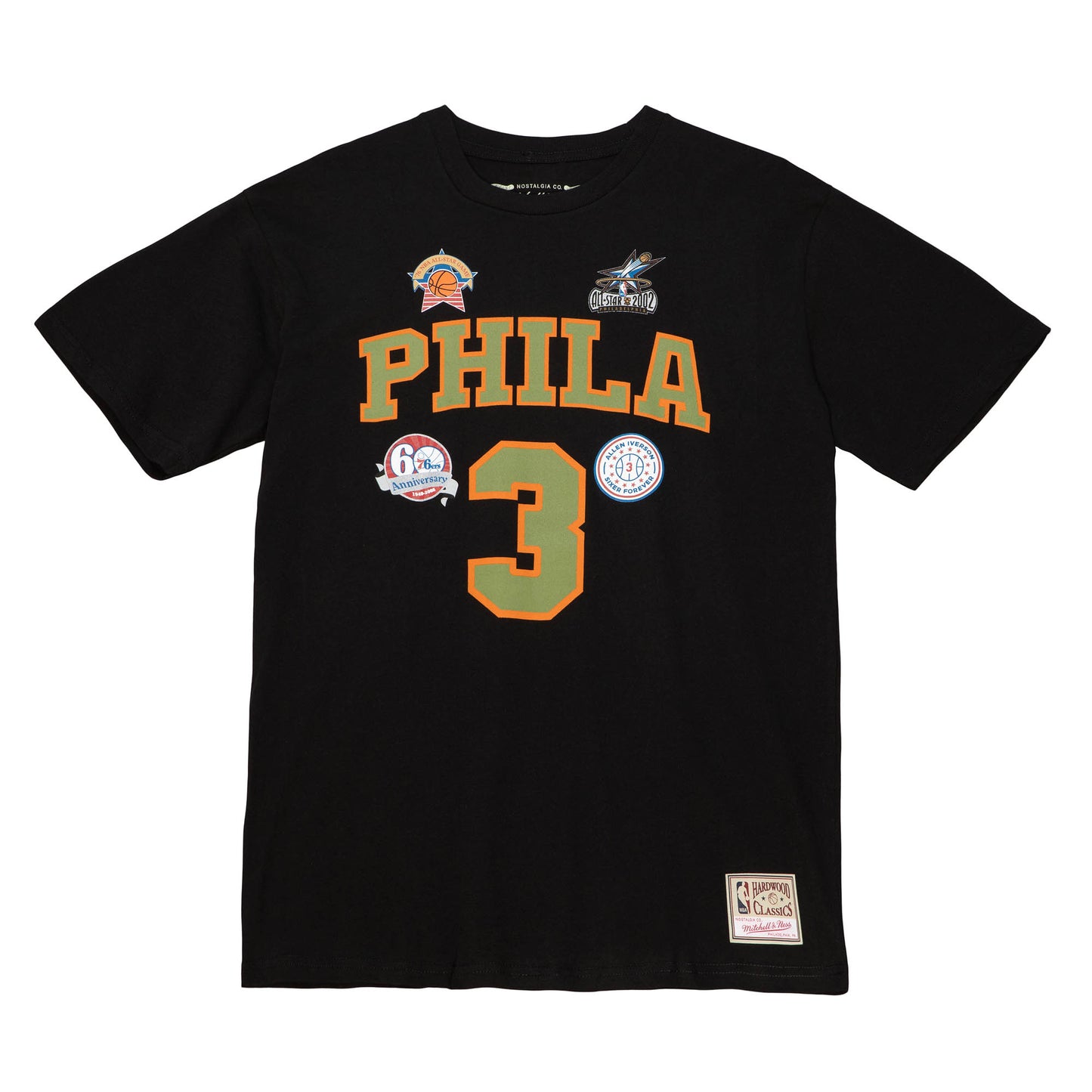 Philadelphia 76ers Mitchell & Ness #3 Allen Iverson Flight Script Player T-shirt