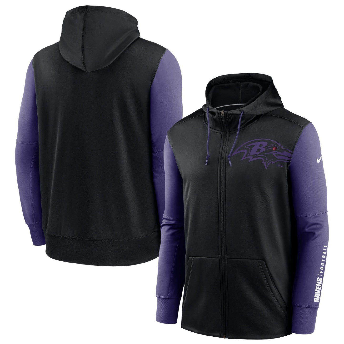 Baltimore Ravens Nike Sideline Performance Black Mascot Full Zip Hoodie