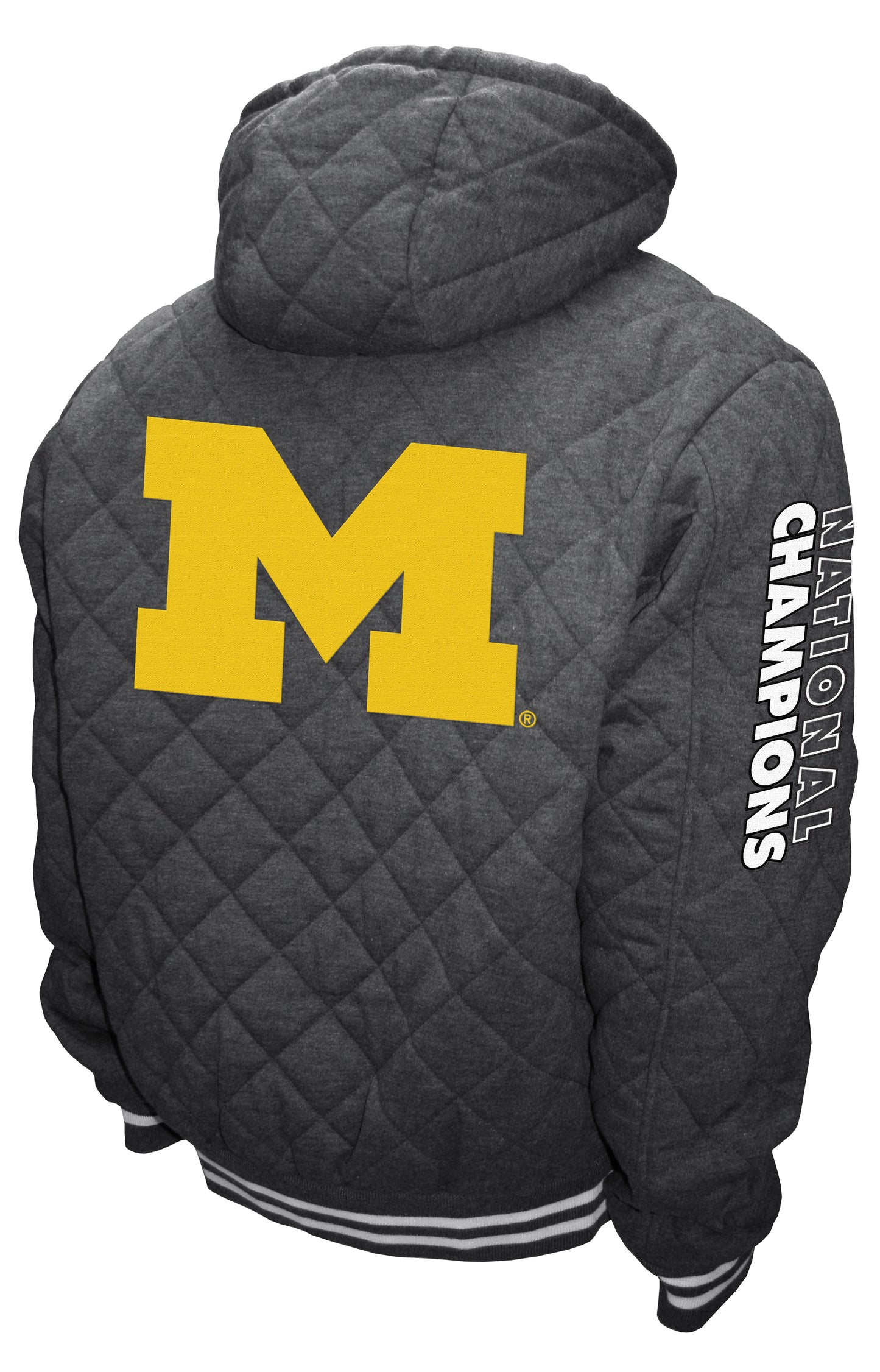 Michigan Wolverines 2023 National Champions Quilted Hooded Jacket - Gray