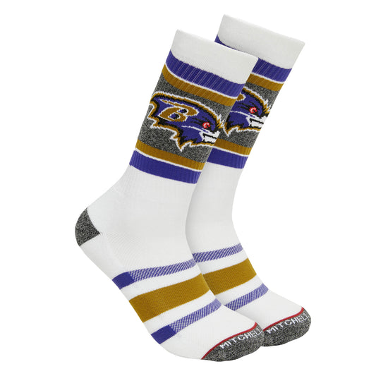 Baltimore Ravens Mitchell & Ness Interception White Crew Socks