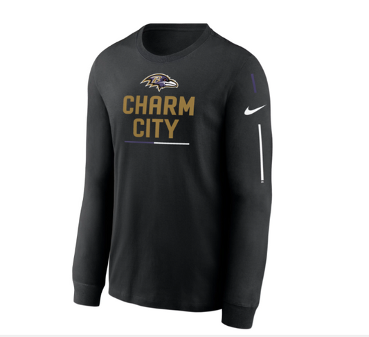 Baltimore Ravens Charm City Nike Slogan Long Sleeve Shirt
