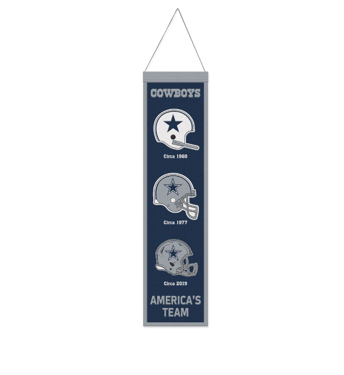 Dallas Cowboys Team Evolution Heritage 8 X 32 Wool Banner