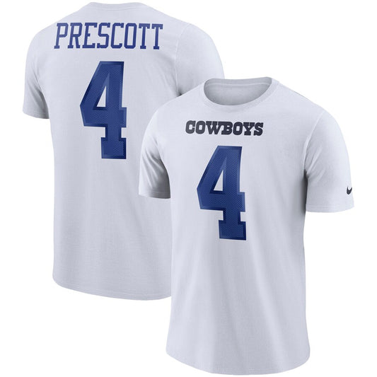 Dallas Cowboys #4 Dak Prescott Pride Player 3 Nike T-shirts- White