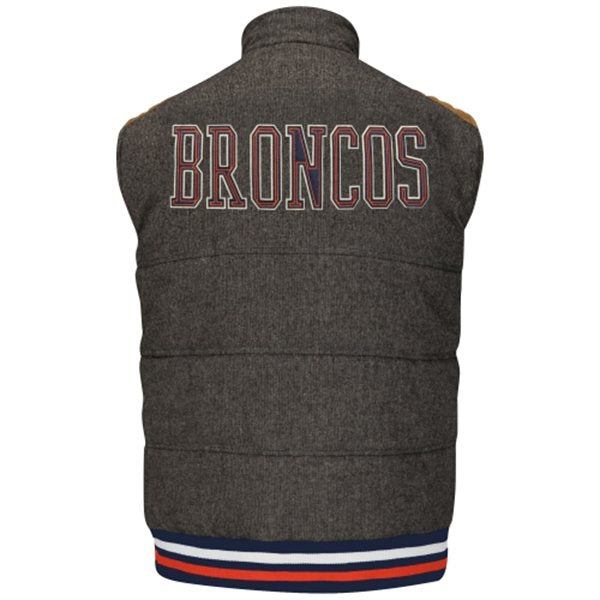 Denver Broncos Reversible Gray / Black Legacy Full Snap Puffer Vest By G-III