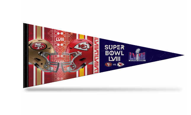 Super Bowl LVIII Rico 49ers Vs. Chiefs Deuling 12x30 Logo Classic Pennant