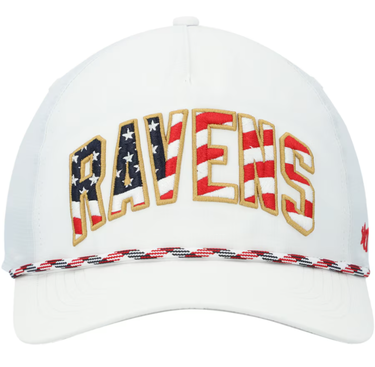 Baltimore Ravens '47 White Hitch Stars and Stripes Trucker Adjustable Hat