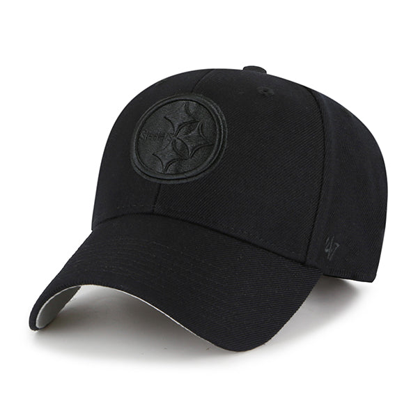Pittsburgh Steelers Black On Black '47 MVP Adjustable Hat